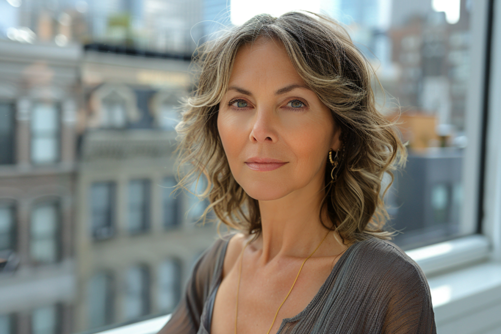 #16: Jaw-Length Rooted Blonde Bob Many women over 40 find a jaw-length bob to be an excellent choice as their hair ages. To give this classic cut a contemporary twist, I recommend opting for a deep side part. For styling, start by using a wide-tooth comb to gently detangle your hair. Next, apply a heat protectant before using any heat-styling tools to safeguard your hair from damage. When blow-drying, set it to a low heat and use a round brush to add volume and create a bit of movement. To complete the look, lightly curl the ends of your hair with a curling wand. This will give your jaw-length bob a polished finish, perfectly blending elegance with a modern flair. #17: Shaggy Mullet with Choppy Fringe Women over 40 can look absolutely fabulous with a shaggy mullet that includes a choppy fringe. To add more body and volume to the look, opt for short layers on the top. This not only enhances the hairstyle’s texture but also contributes to its dynamic appearance. For an added touch of style, you can tousle the choppy fringe to create even more texture that frames the face beautifully. This hairstyle is a great way to combine edginess and sophistication, making it a striking choice for those looking to refresh their look. #18: Highlighted Tight Blonde Curls Tight blonde curls are really in vogue this year, offering a gorgeous and dimensional short hairstyle that can illuminate and rejuvenate your facial features. If you’re considering this style, it’s important to talk to your colorist about using a bond builder like Smart Bond, Olaplex, or K18. These products are designed to protect your hair and prevent breakage, ensuring that your curls remain healthy, bouncy, and beautiful. Such care is crucial, especially when going for a lighter color that might stress your curls, to maintain the integrity and vibrancy of your hair. #19: Cute Side-Swept Pixie A pixie cut is one of the easiest haircuts to manage at home, known for its simplicity in styling, speed in washing, and its consistently good looks. The quickest way to style it is with a brief blow-dry. To ensure your style holds throughout the day, I recommend using a wax or pomade. These styling products can help you maintain your desired look, adding texture and control to keep your pixie perfectly in place. #20: Mini Mullet Shag If you’re looking for a hairstyle that enhances your femininity while offering a bit more length, the mini mullet shag haircut is a fantastic choice. This style allows for the addition of curls and volume, giving you a retro yet classy appearance. It’s a perfect blend of edgy and elegant, making it a versatile choice for various occasions. Embracing this hairstyle can boost your confidence, leaving you feeling empowered and stylish. #21: Beautiful Undone Braids Beautiful undone braids are an ideal choice when you’re looking for a quick yet polished hairstyle. These braids create the illusion of effortless beachy waves and are excellent for controlling natural frizz. They offer a stylish solution that saves you from spending too much time styling your hair fully. Whether you’re heading out for a casual day or a more formal event, undone braids provide a chic, low-maintenance option that keeps you looking effortlessly put together. #22: Dark Red Tousled Short Hair Revamp your look with a tousled short hairstyle. This elegant and versatile option allows for numerous styling possibilities. Opting for a dark red color can deeply enhance your hair, offering a stunning and refreshing change. If you’re on the hunt for a fabulous new haircut and color, consider the dynamic combination of tousled short hair with a rich, dark red hue. This pairing promises a breathtaking transformation that shouldn’t be overlooked. #23: Edgy Pixie For women in their 40s experiencing hair thinning, a short pixie cut can be an ideal choice. Enhance this playful and easy-to-manage hairstyle with subtle yellow highlights. They add a flattering pop of color without being overwhelming, perfectly complementing the pixie cut’s fun vibe. Embrace this look with enthusiasm – it’s all about enjoying the style! For styling, try using Bumble and bumble Sumo Clay. This matte clay offers a movable and workable hold, allowing you to sculpt your hair into an edgy yet manageable look. This hairstyle is perfect for women who love short hair and find joy in experimenting with its styling, achieving a bold and edgy look while keeping things fun and light. #24: Feathery Curls For women over 40, super feminine hairstyles often include large, bouncy, feathery curls. To achieve these feathery curls, follow these styling tips: Start by applying a thermal protection product to dry hair. This step helps safeguard your hair from heat damage. Place sections of your hair into hot rollers. Hot rollers are key for creating those big, voluminous curls. After the rollers have cooled, gently remove them. This cooling period helps set the curls. Use your fingers to lightly comb through the curls, giving them a soft, feathery look. Finish with a spray to set the style in place, ensuring your curls hold beautifully throughout the day. Caviar Perfect Iron Spray is a great option for thermal protection as it shields hair from heat up to 450°F (232°C). This hairstyle is particularly flattering for heart-shaped faces and works best with hair that is medium in texture and density.